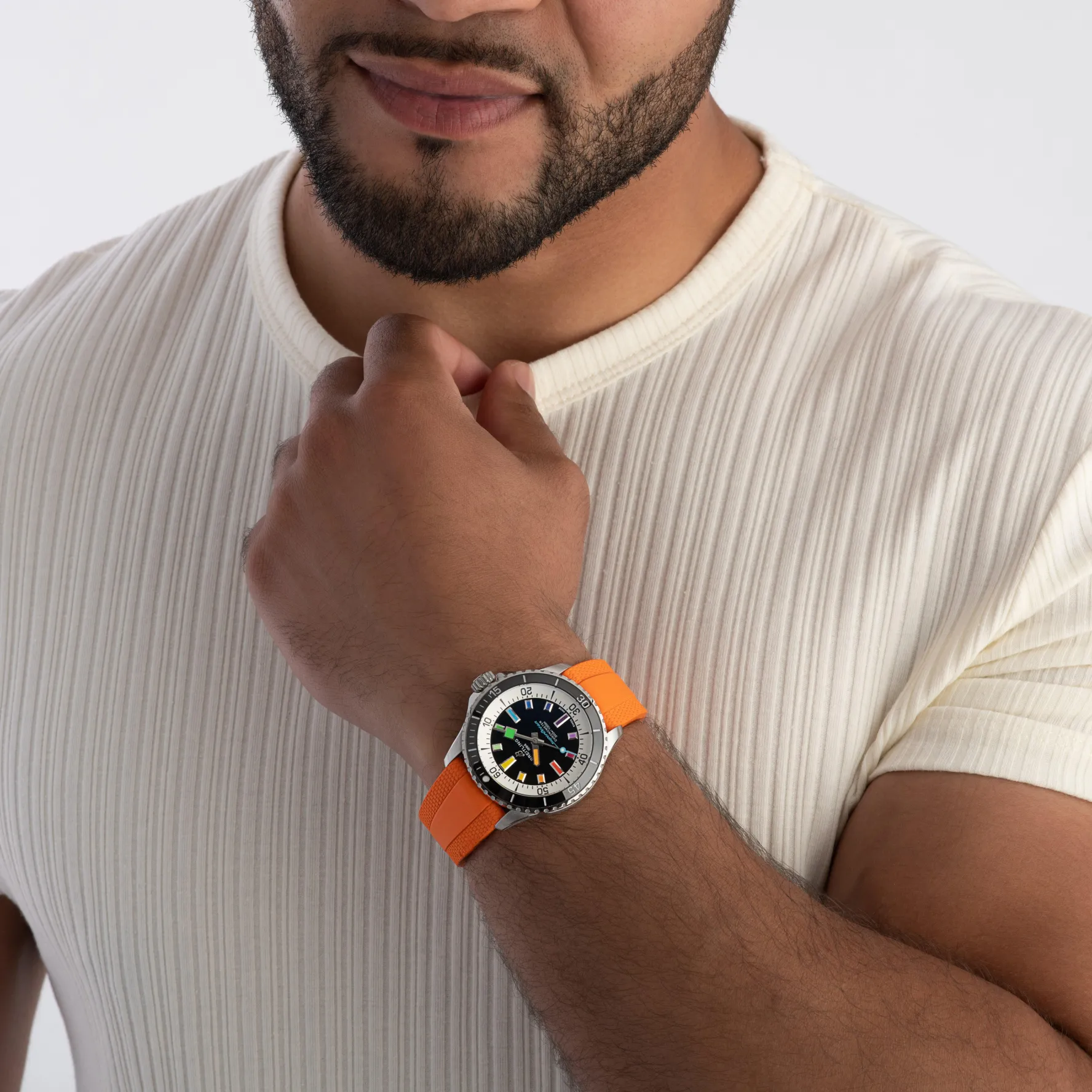 Breitling Superocean Automatic 42mm Orange Rubber Strap Watch