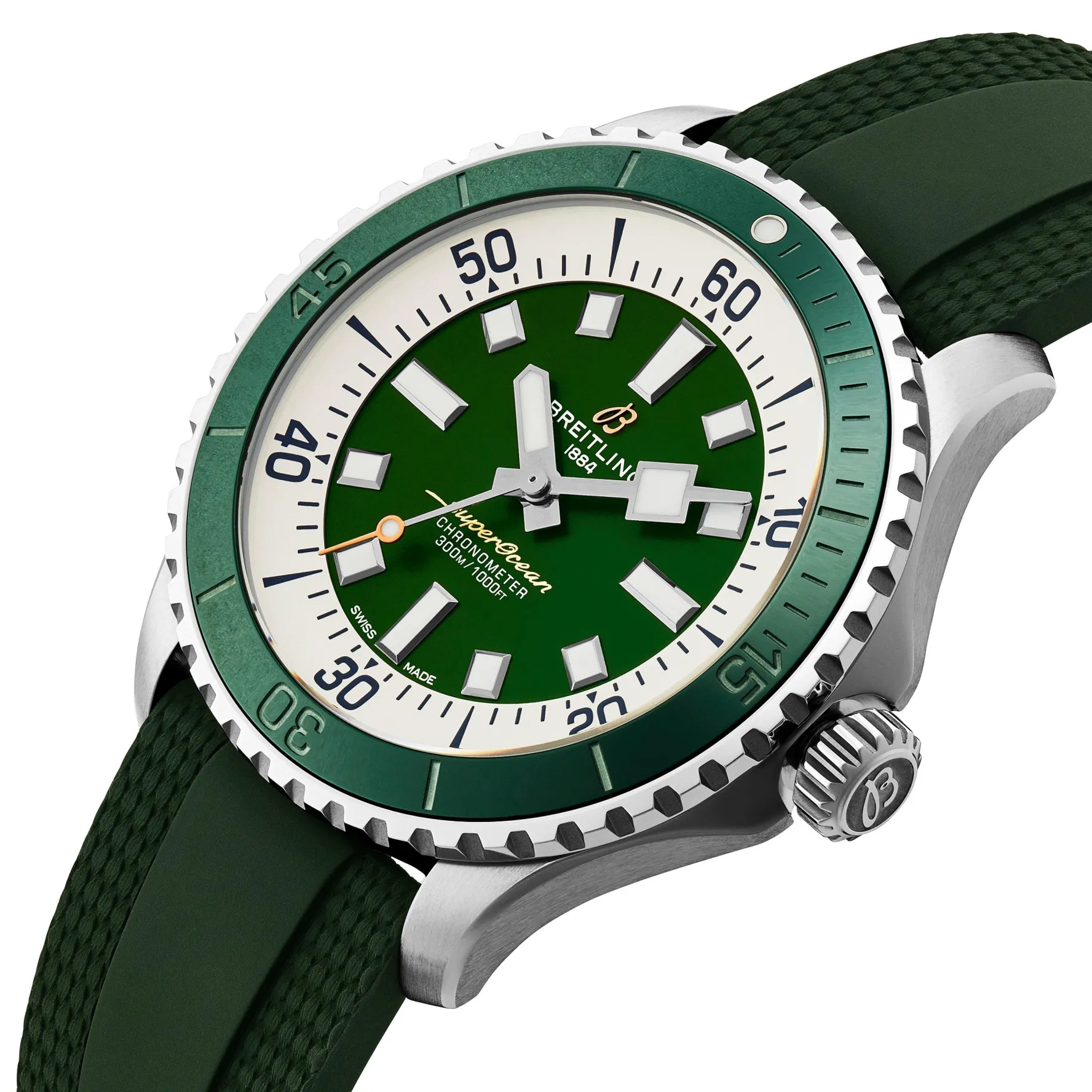 Breitling Superocean Automatic 44mm Green Rubber Strap Men’s Watch