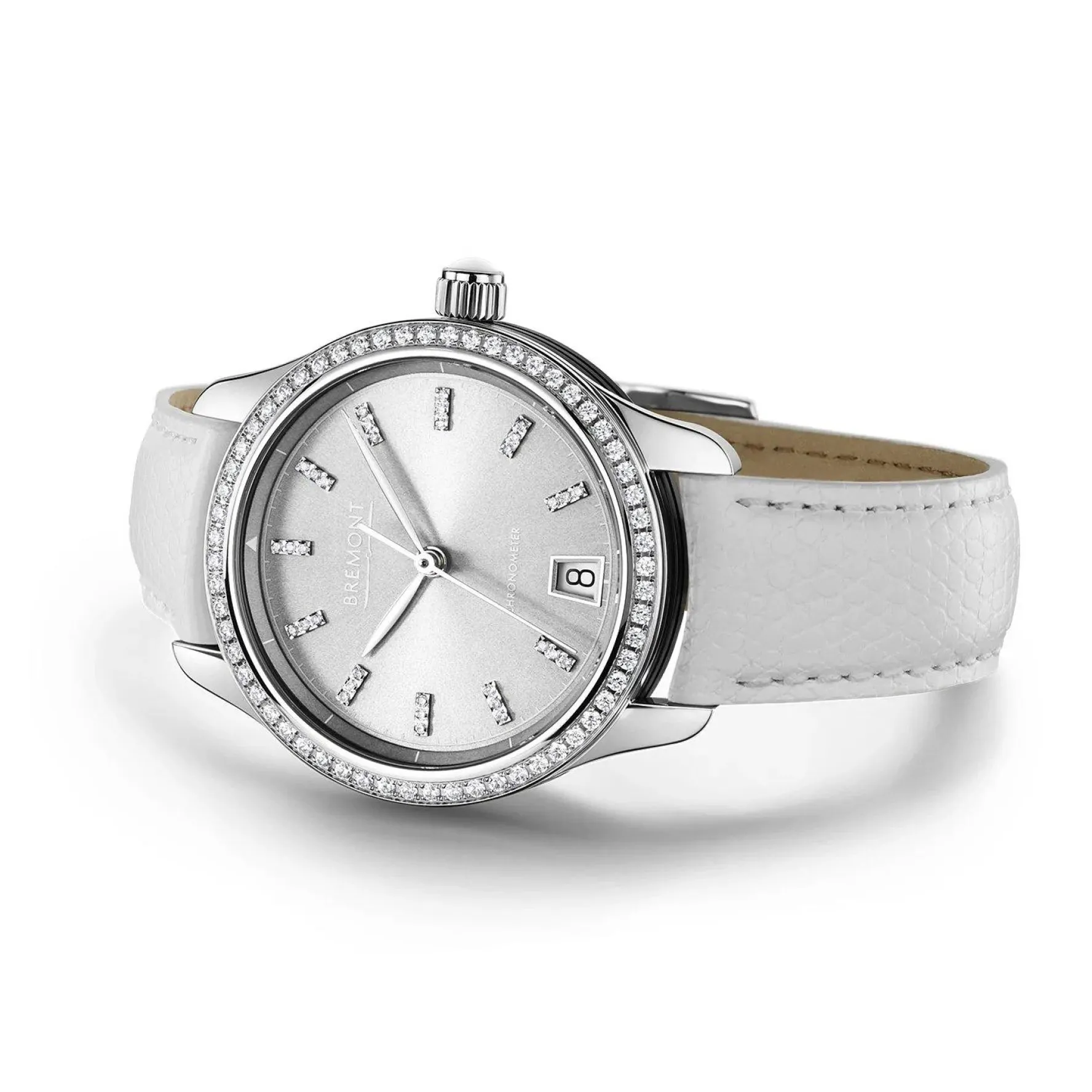 Bremont Lady K 34mm Diamond White Leather Strap Automatic Ladies Watch