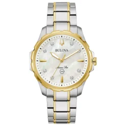Bulova Marine Star 36mm Stainless Steel and Yellow Gold Plated Diamond Ladies Watch