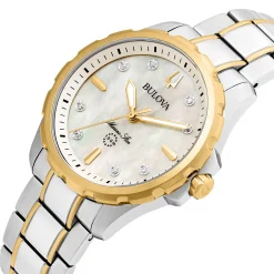 Bulova Marine Star 36mm Stainless Steel and Yellow Gold Plated Diamond Ladies Watch