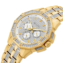 Bulova Octava 42mm Yellow Gold Plated Crystal Men’s Watch