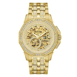 Bulova Octava 42mm Yellow Gold Plated Crystal Automatic Men’s Watch
