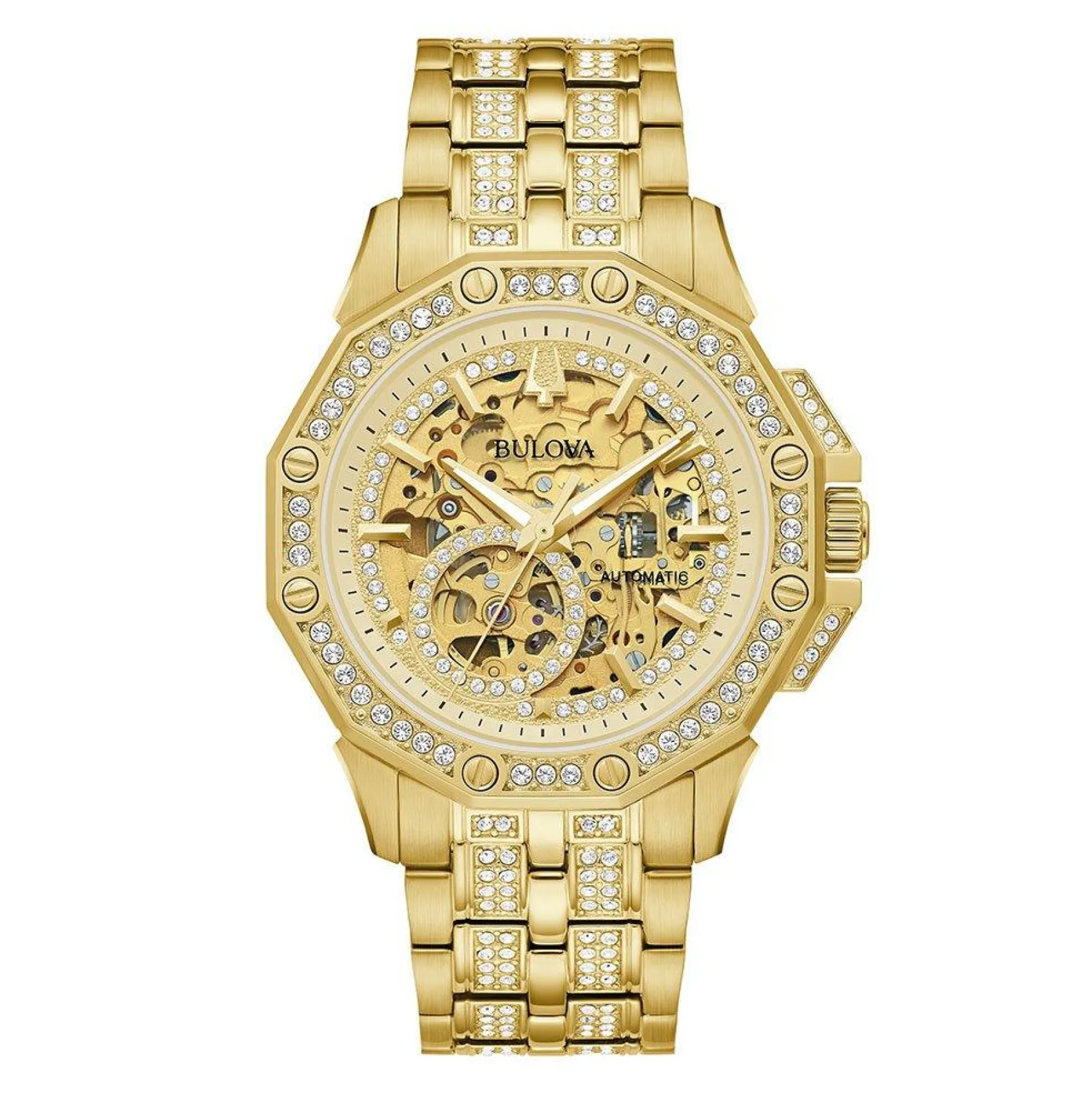 Bulova Octava 42mm Yellow Gold Plated Crystal Automatic Men’s Watch
