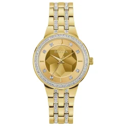 Bulova Phantom 32mm Crystal Yellow Gold Plated Ladies Watch