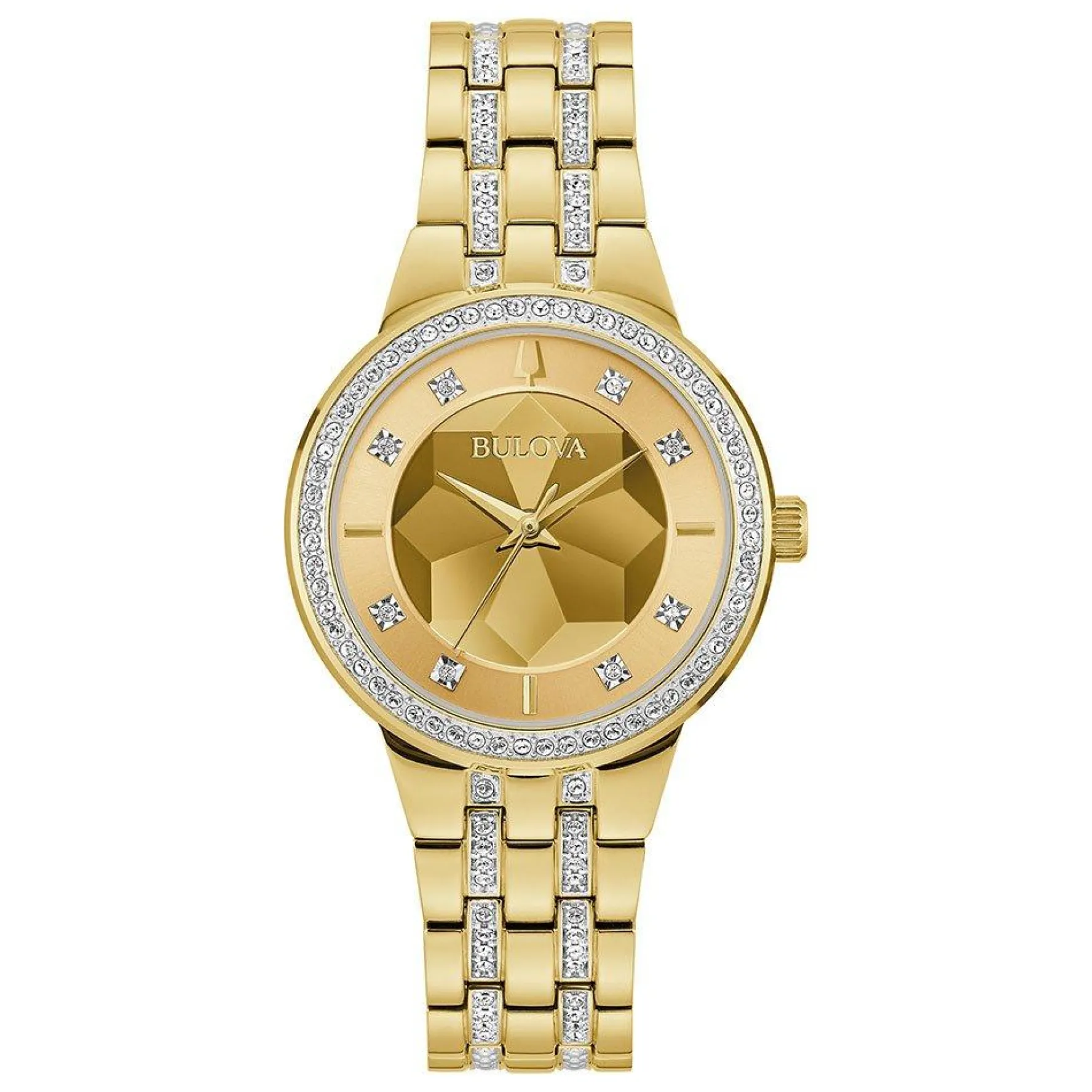 Bulova Phantom 32mm Crystal Yellow Gold Plated Ladies Watch