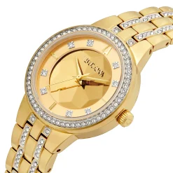 Bulova Phantom 32mm Crystal Yellow Gold Plated Ladies Watch