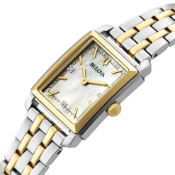 Bulova Sutton 21mm Stainless Steel and Yellow Gold Plated Diamond Ladies Watch