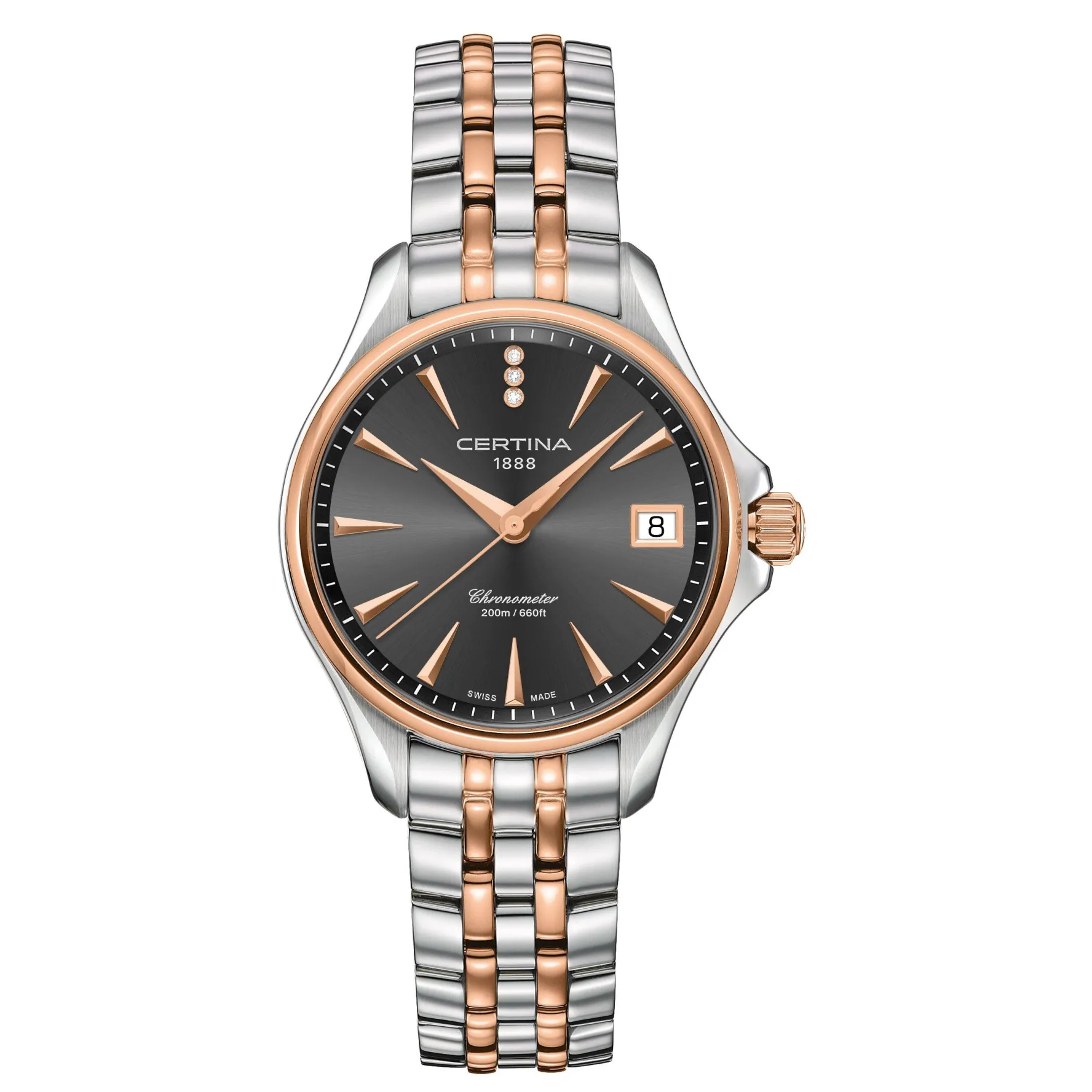 Certina DS Action 33.8mm Stainless Steel and Rose Gold Plated Diamond Ladies Watch