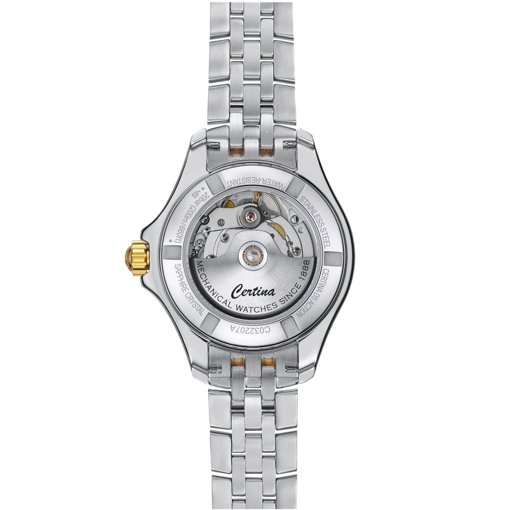 Certina DS Action 34.5mm Stainless Steel and Yellow Gold Plated Diamond Automatic Ladies Watch