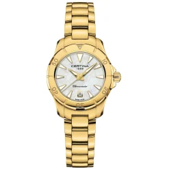 Certina DS Action 29mm Yellow Gold Plated Mother of Pearl Chronometer Ladies Watch