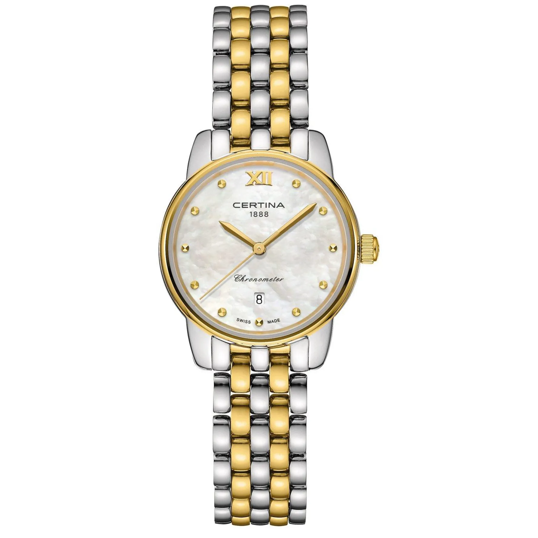 Certina DS-8 27mm Stainless Steel and Yellow Gold Mother of Pearl Plated Ladies Watch