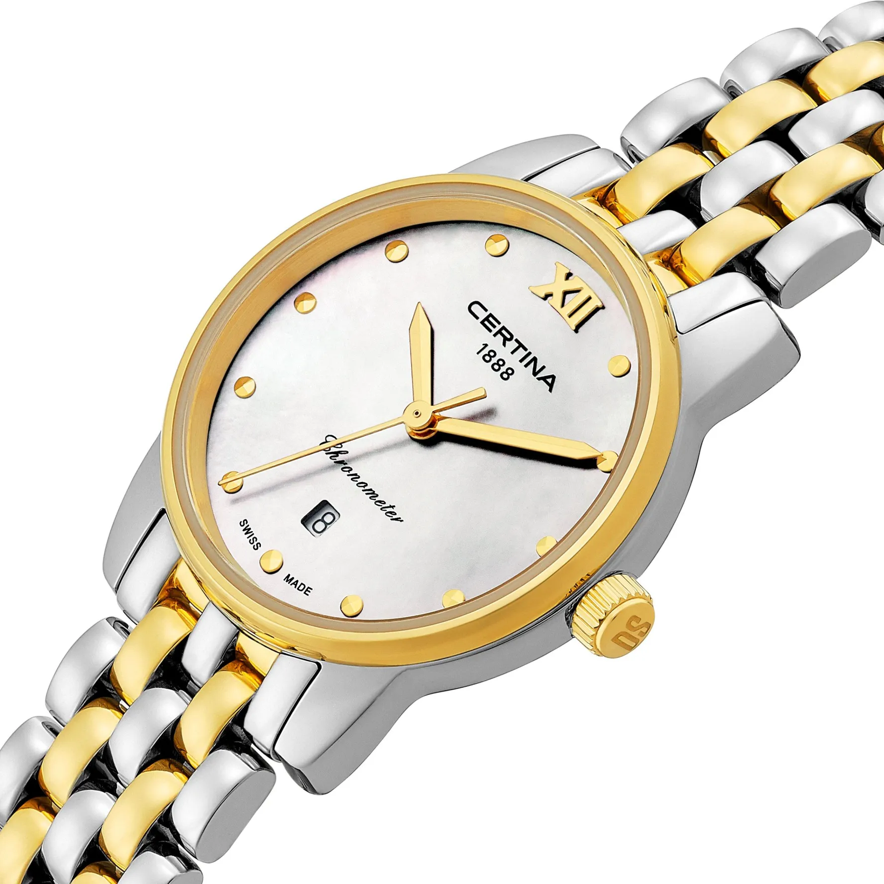 Certina DS-8 27mm Stainless Steel and Yellow Gold Mother of Pearl Plated Ladies Watch