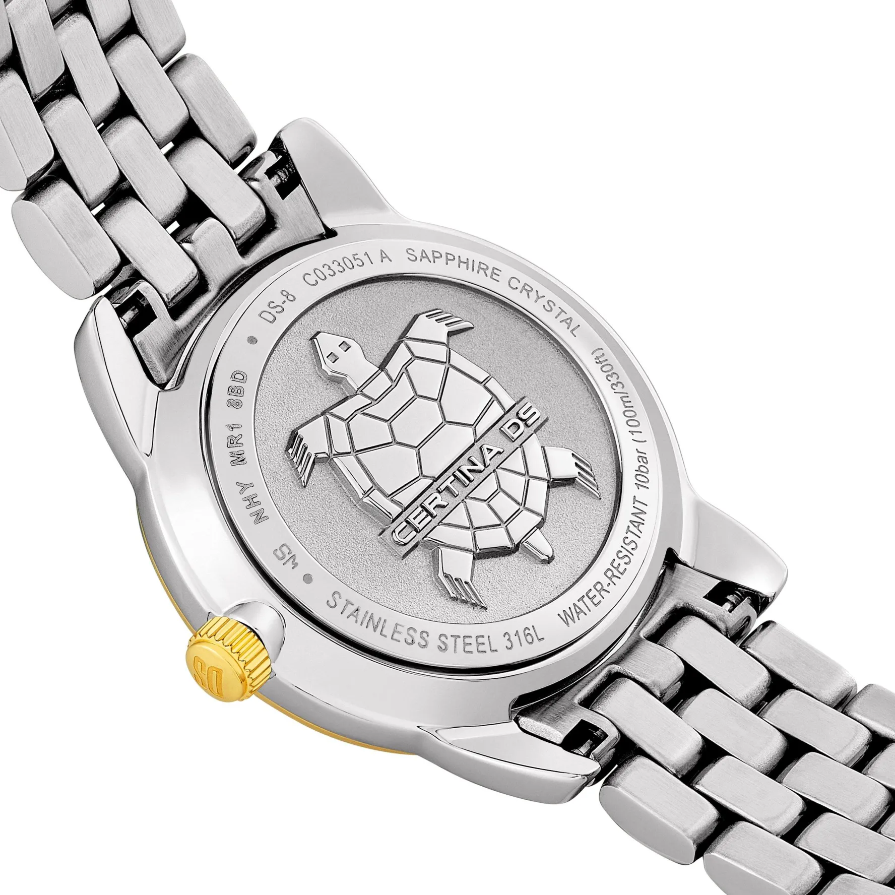 Certina DS-8 27mm Stainless Steel and Yellow Gold Mother of Pearl Plated Ladies Watch