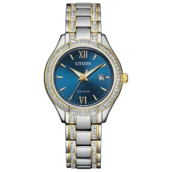 Citizen Silhouette 30mm Stainless Steel and Yellow Gold Tone Crystal Eco Drive Ladies Watch