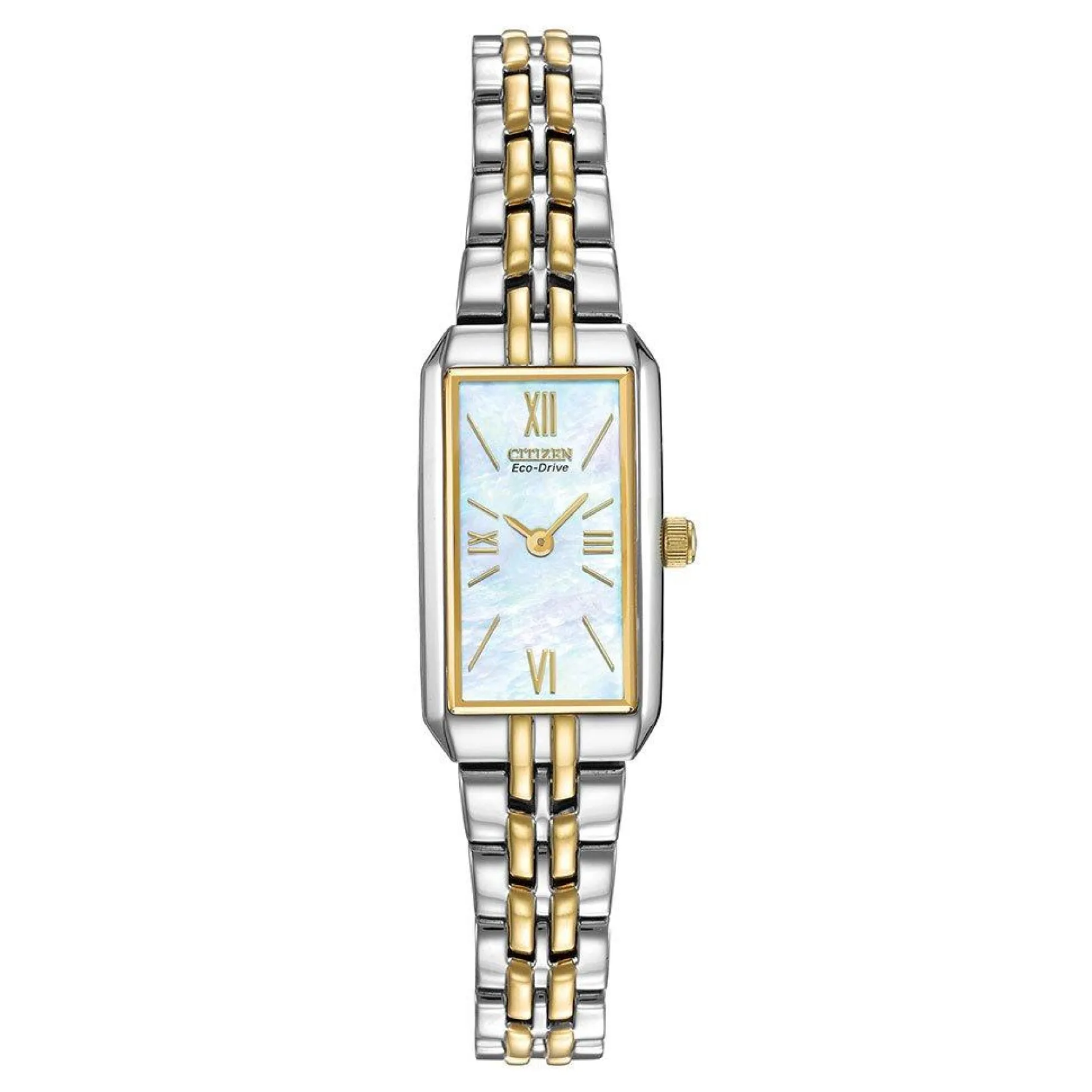 Citizen Silhouette 26mm Stainless Steel and Yellow Gold Tone Mother of Pearl Eco Drive Ladies Watch