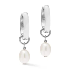 Coeur De Lion Freshwater Pearl Drop Hoop Earrings