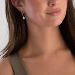Coeur De Lion Freshwater Pearl Drop Hoop Earrings