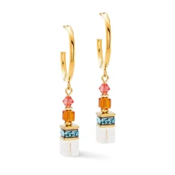 Coeur De Lion GeoCUBE Fusion Summer Yellow Gold Tone Crystal Drop Earrings