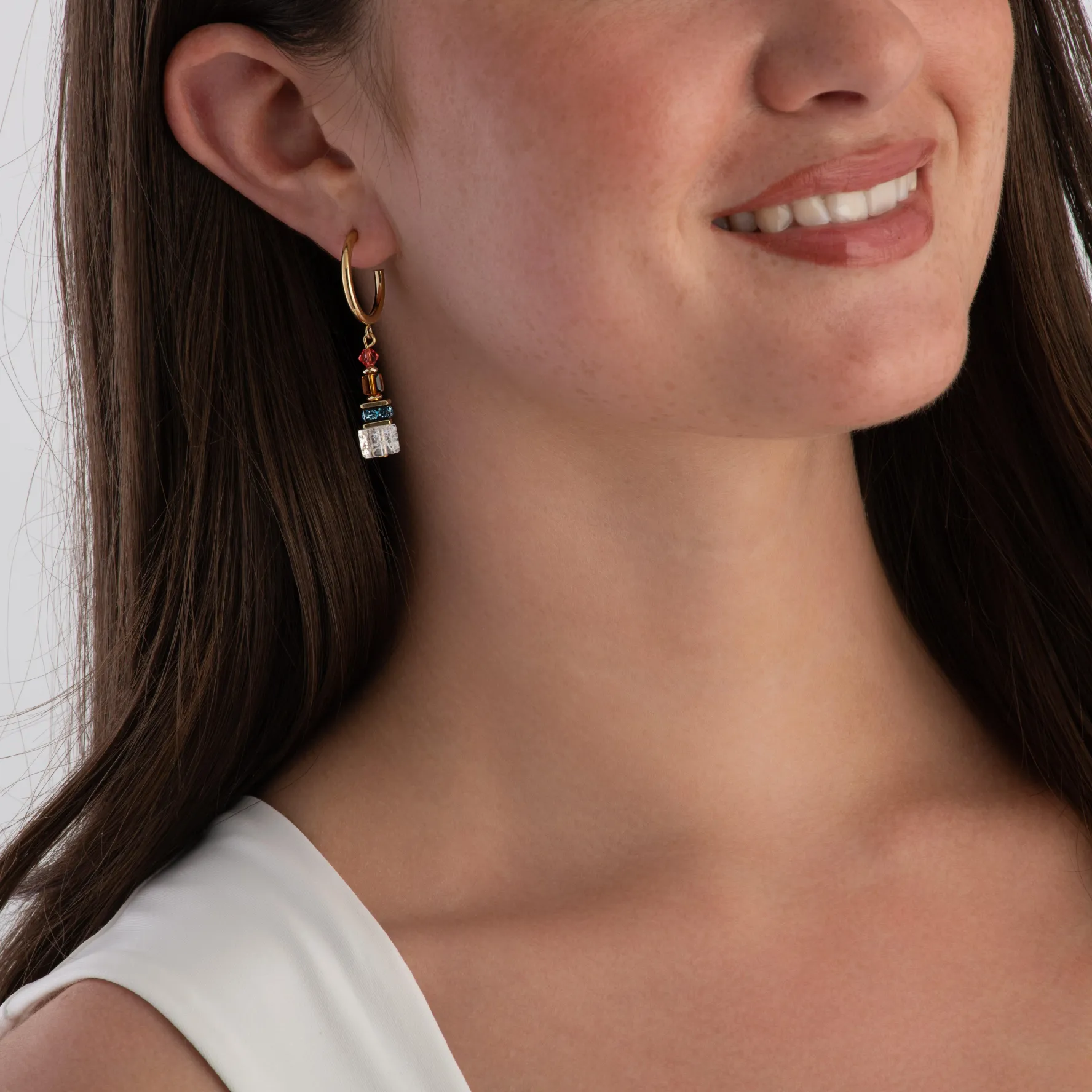 Coeur De Lion GeoCUBE Fusion Summer Yellow Gold Tone Crystal Drop Earrings