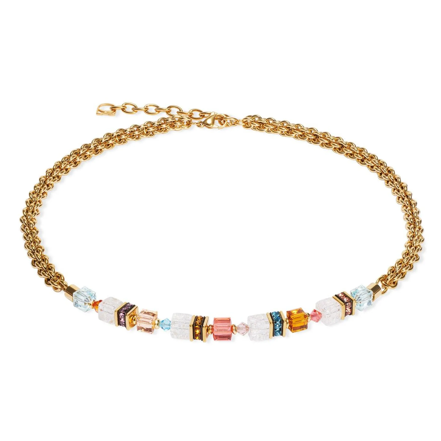 Coeur De Lion GeoCUBE Fusion Summer Yellow Gold Tone Crystal Necklace