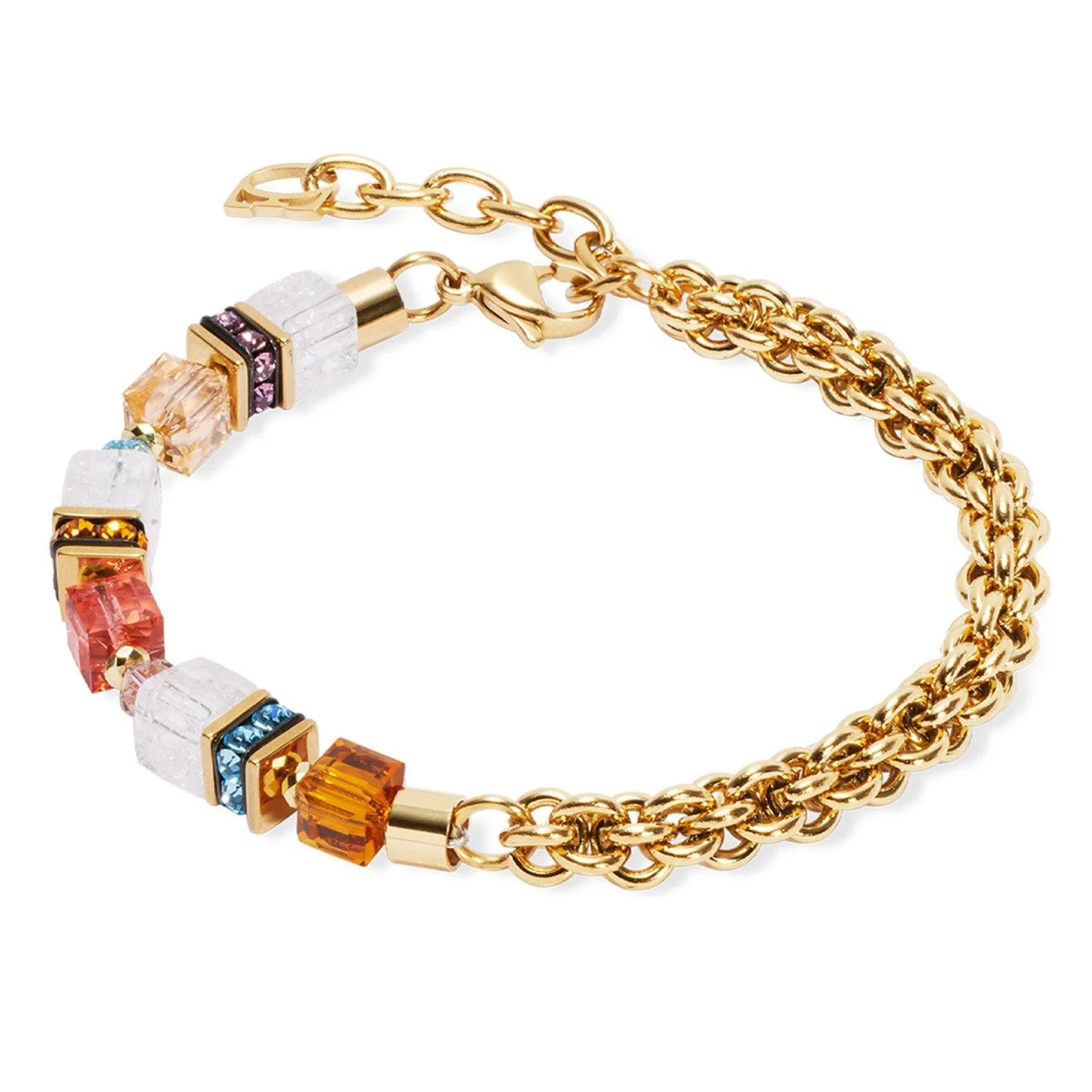 Coeur De Lion GeoCUBE Fusion Summer Yellow Gold Tone Crystal Bracelet