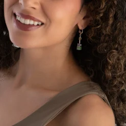 Coeur De Lion GeoCUBE Green Crystal Drop Earrings