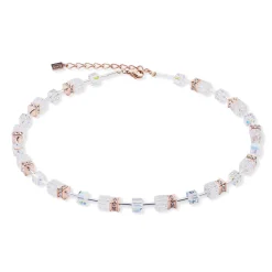 Coeur De Lion GeoCUBE Iconic Nature Rose Gold Tone Crystal Necklace