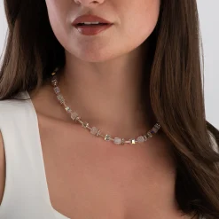 Coeur De Lion GeoCUBE Iconic Nature Rose Gold Tone Crystal Necklace