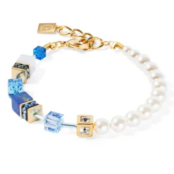 Coeur De Lion GeoCUBE Precious Fusion Yellow Gold Tone Pearl Bracelet