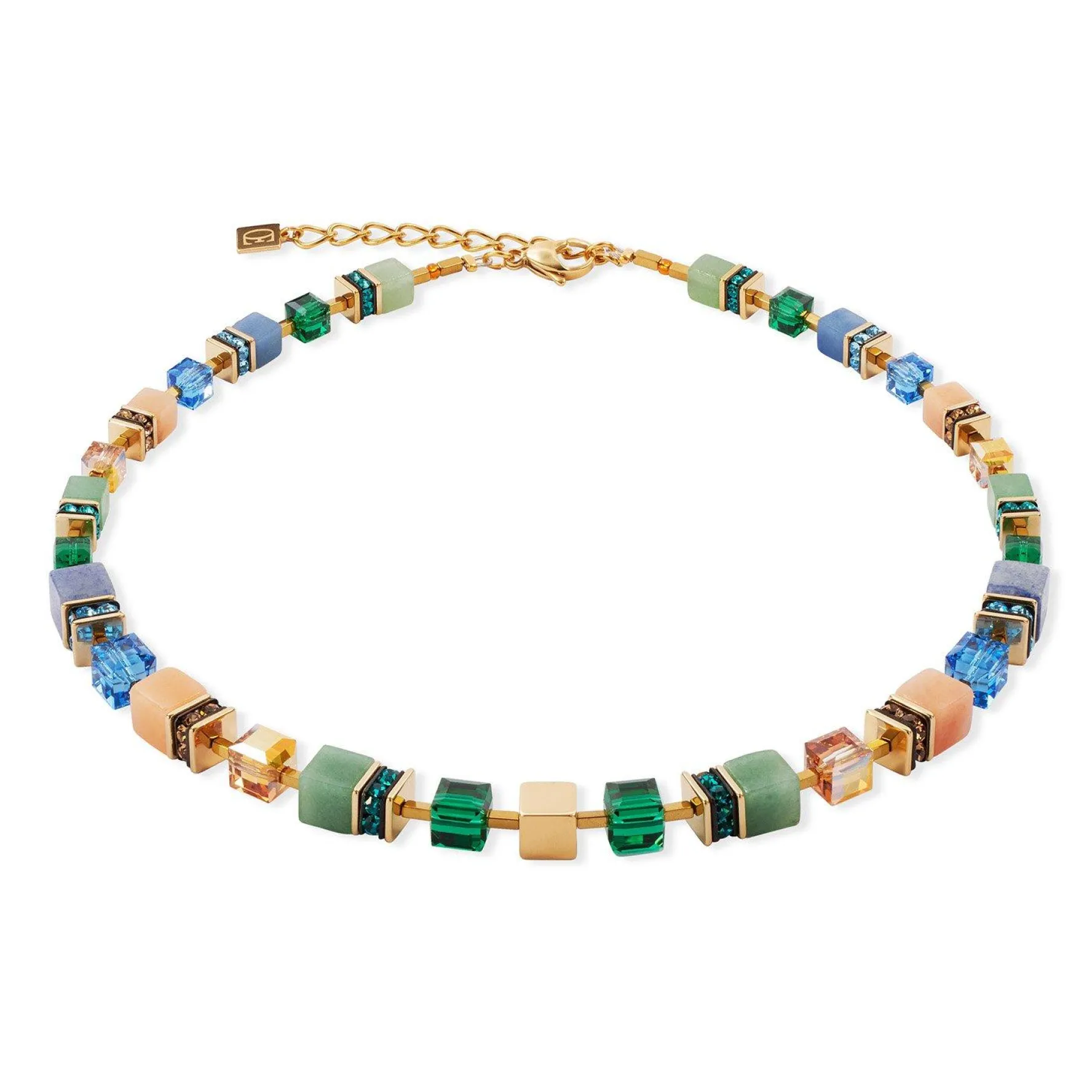 Coeur De Lion GeoCUBE Precious Fusion Yellow Gold Tone Necklace