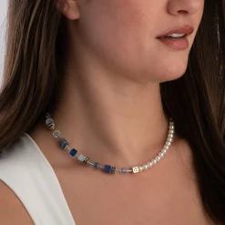 Coeur De Lion GeoCUBE Precious Fusion Yellow Gold Tone Pearl Necklace