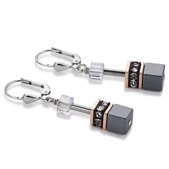 Coeur De Lion GeoCUBE Rose Gold Plated Drop Earrings