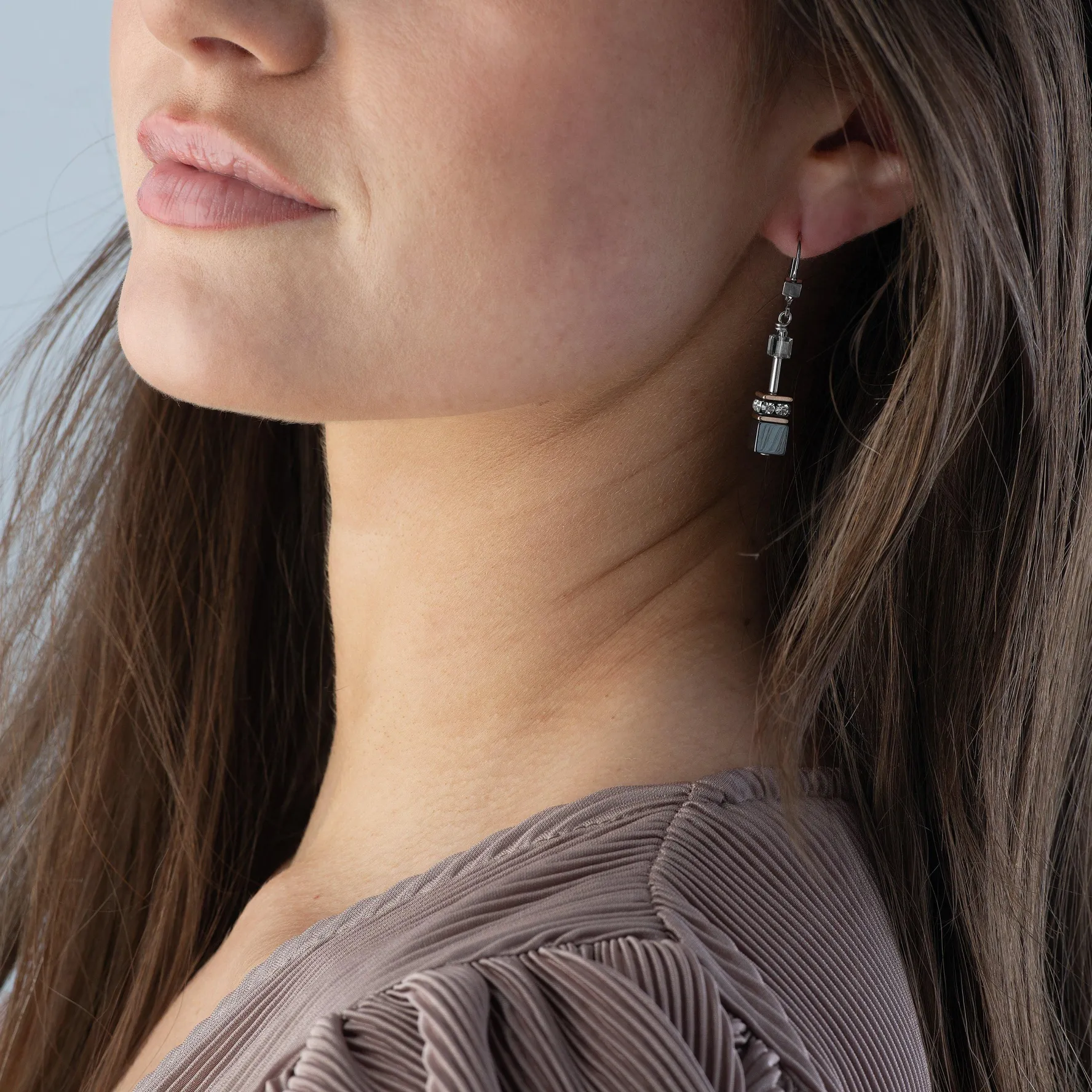 Coeur De Lion GeoCUBE Rose Gold Plated Drop Earrings