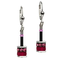 Coeur De Lion GeoCUBE Silver and Stainless Steel Crystal Earrings