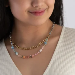 Coeur De Lion GeoCUBE Yellow Gold Tone Layered Necklace