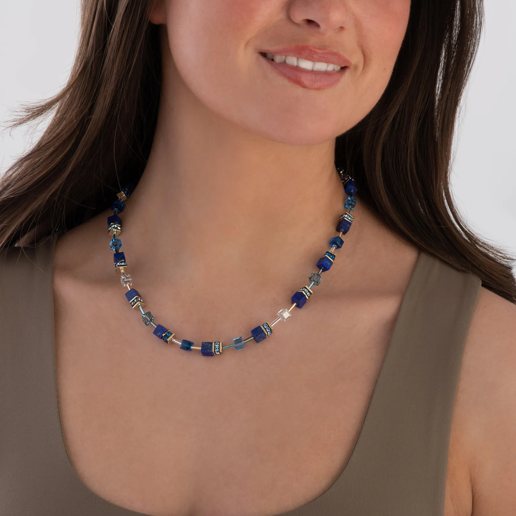 Coeur De Lion GeoCUBE Yellow Gold Tone Necklace