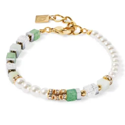 Coeur De Lion Precious Fusion Yellow Gold Tone Pearl and Crystal Bracelet
