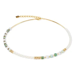Coeur De Lion Precious Fusion Yellow Gold Tone Pearl and Crystal Necklace