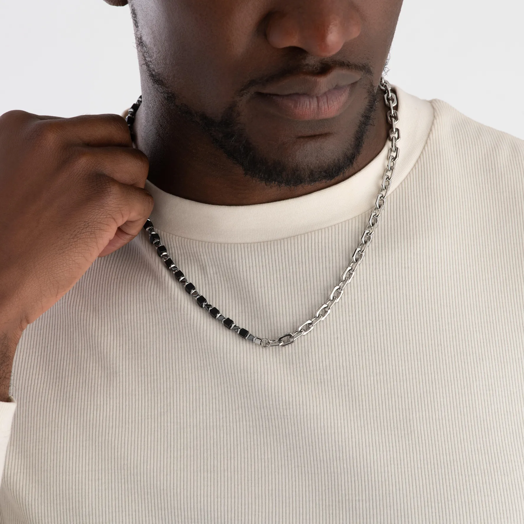 Coeur De Lion Stainless Steel Onyx Men’s Necklace