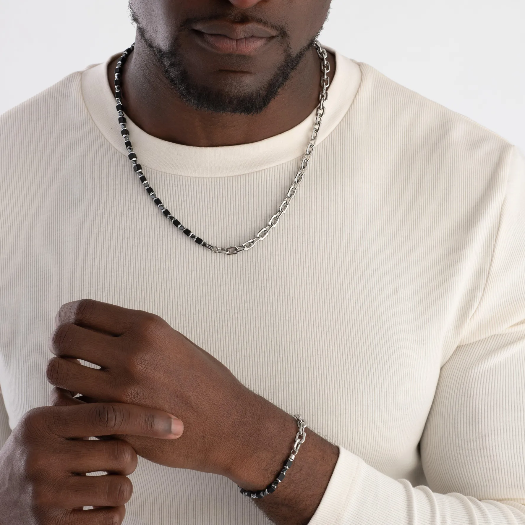 Coeur De Lion Stainless Steel Onyx Men’s Necklace