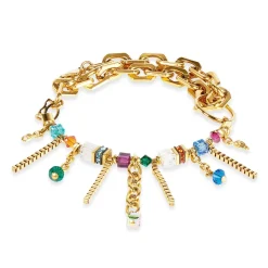 Coeur De Lion Sunray Cube Couture Yellow Gold Tone Crystal Bracelet