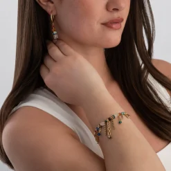 Coeur De Lion Sunray Cube Couture Yellow Gold Tone Crystal Bracelet