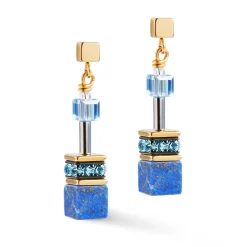 Coeur De Lion Yellow Gold Tone GeoCUBE Drop Earrings