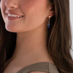 Coeur De Lion Yellow Gold Tone GeoCUBE Drop Earrings