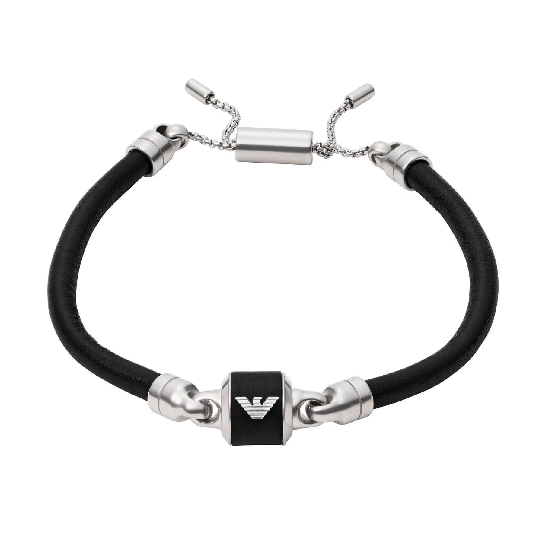 Emporio Armani Black Marble Leather Men’s Bracelet