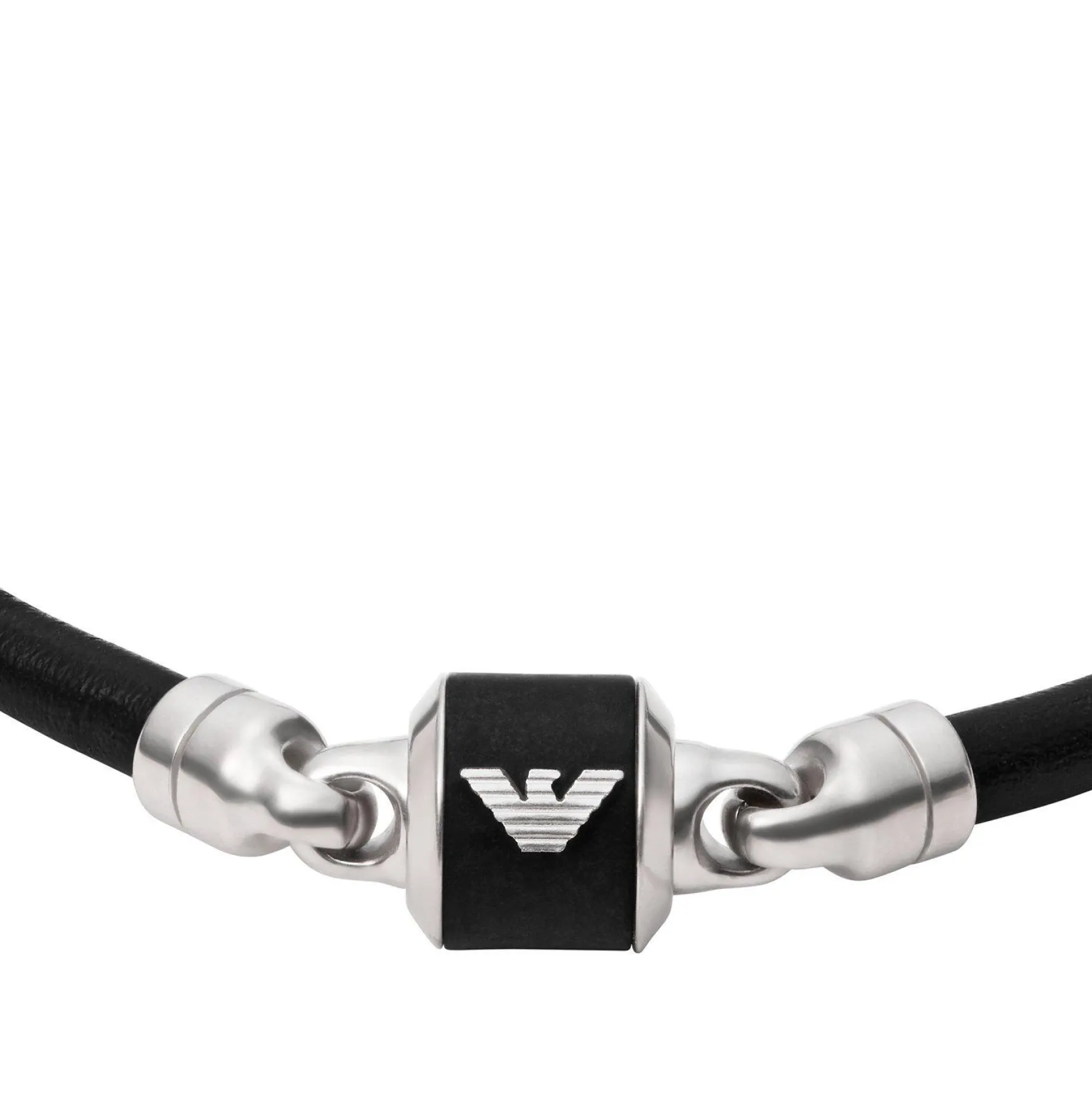 Emporio Armani Black Marble Leather Men’s Bracelet