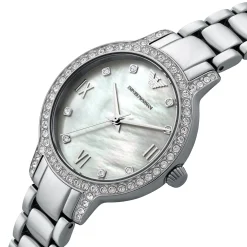 Emporio Armani 32mm Mother of Pearl Crystal Ladies Watch
