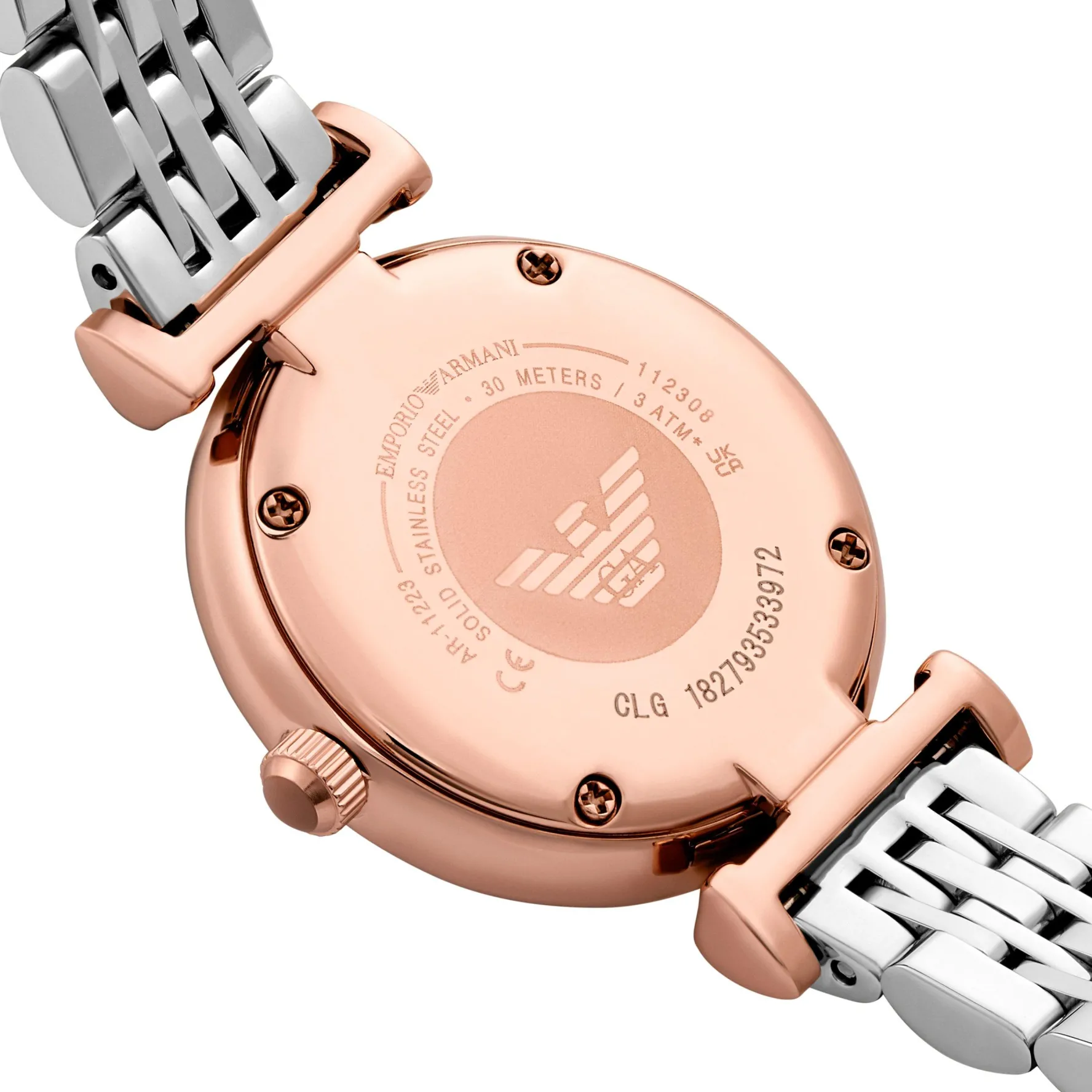 Emporio Armani 28mm Stainless Steel and Rose Gold Tone Crystal Ladies Watch