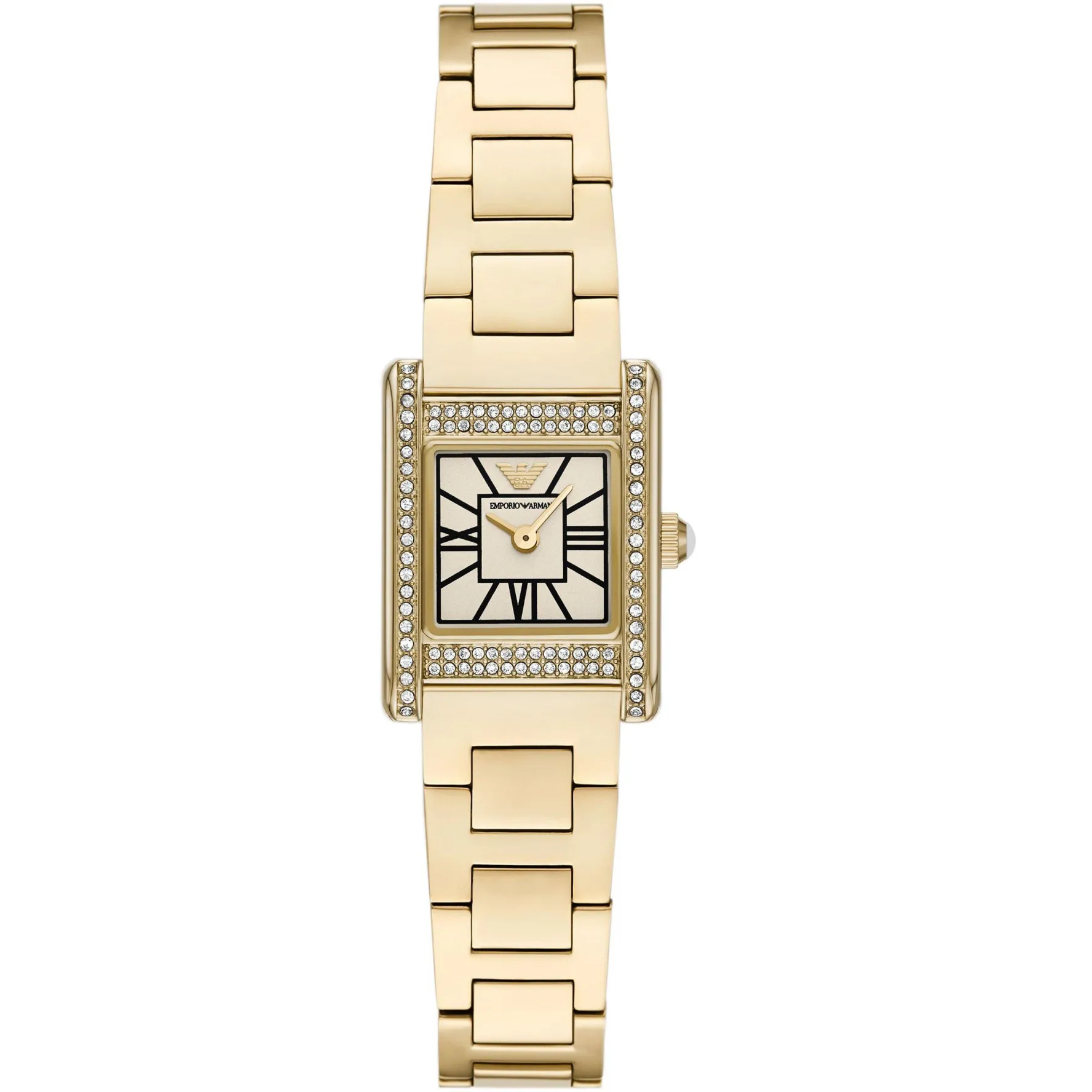Emporio Armani 26mm Yellow Gold Tone Crystal Mother of Pearl Ladies Watch